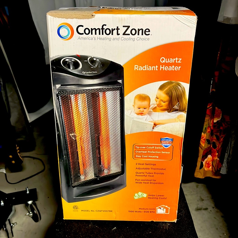 Heater 2 settings adjustable thermostat 1500 watts